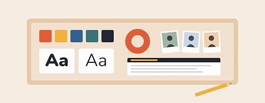 Editorial illustration of a personal brand kit: color swatches, font samples and a logo laid out like a toolkit