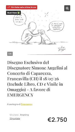 disegno di simone angelini all'asta per emergency su charitystars