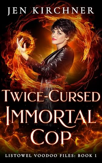 Cover of Twice-Cursed Immortal Cop, with woman controlling fire around her hand