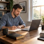 Christian man beginning an ordinary workday with faithfulness and purpose