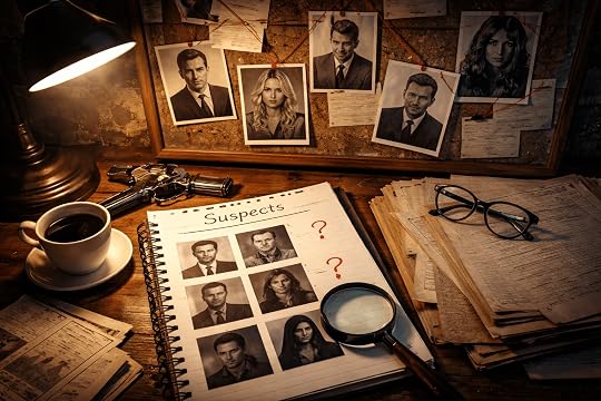 What makes a compelling suspect list in mystery novels - Illustration