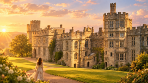A magical landscape with a glowing pathway leading toward a fairytale castle, symbolizing embracing change and imagining a better outcome.