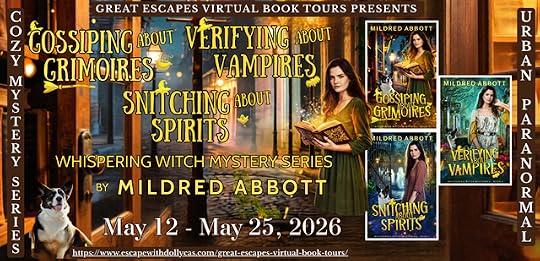 Mildred Abbott’s Whispering Witch Mystery Series blog tour banner